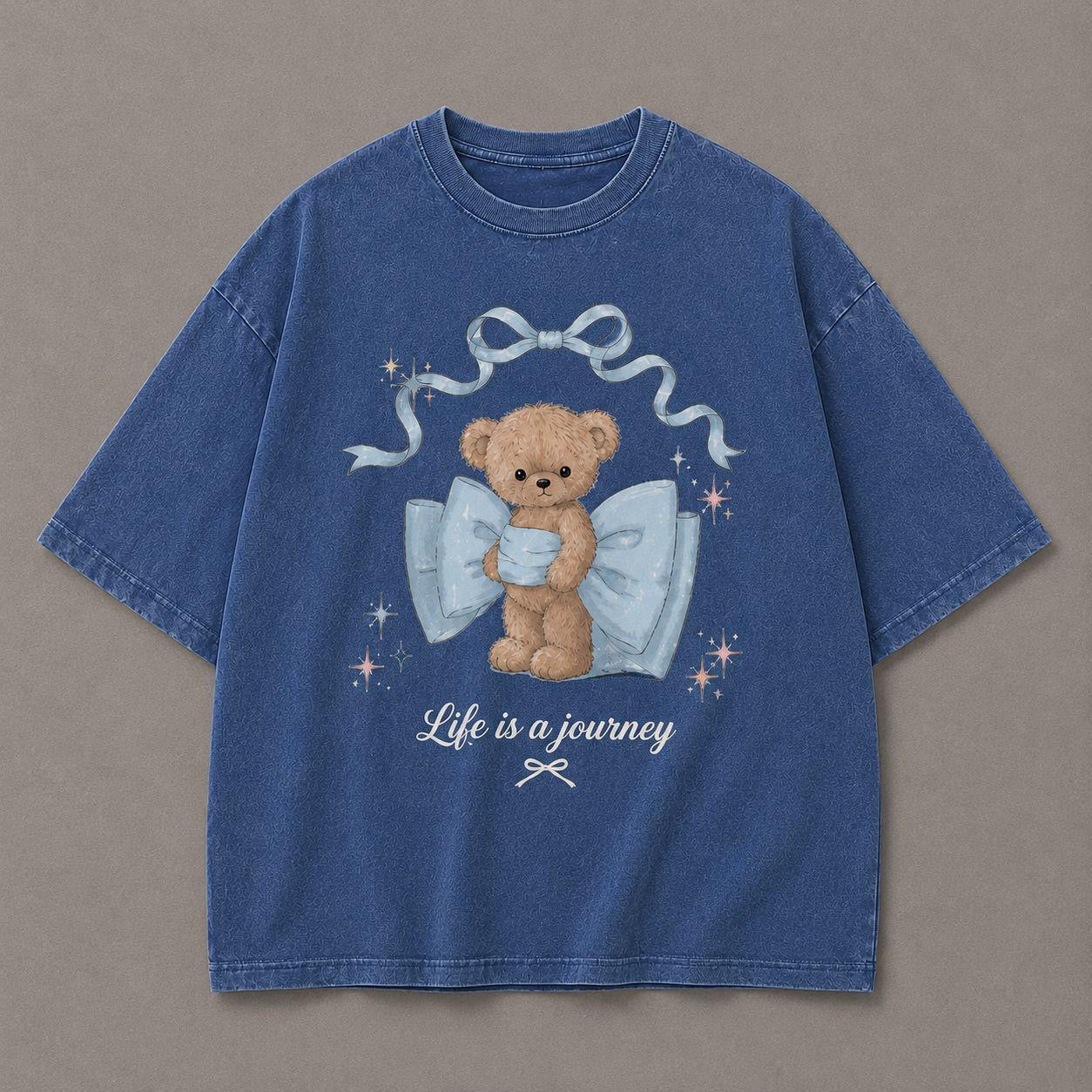 T-shirt Life is a journey acid wash