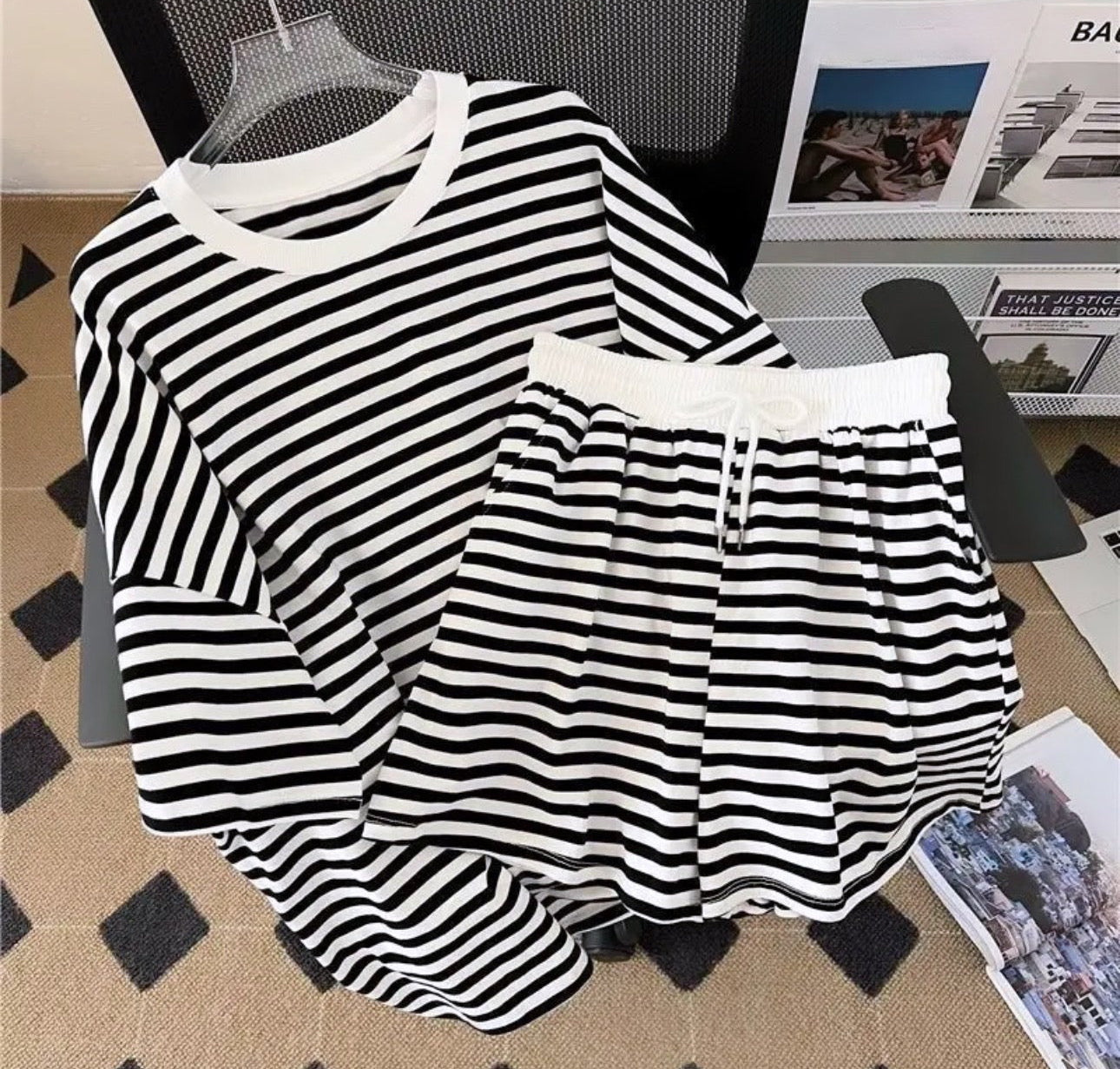 Ensemble T-shirt short rayé