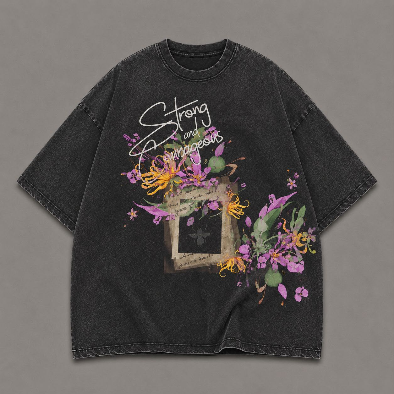 T-SHIRT COLORFUL STRONG & GORGEOUS ACID WASH