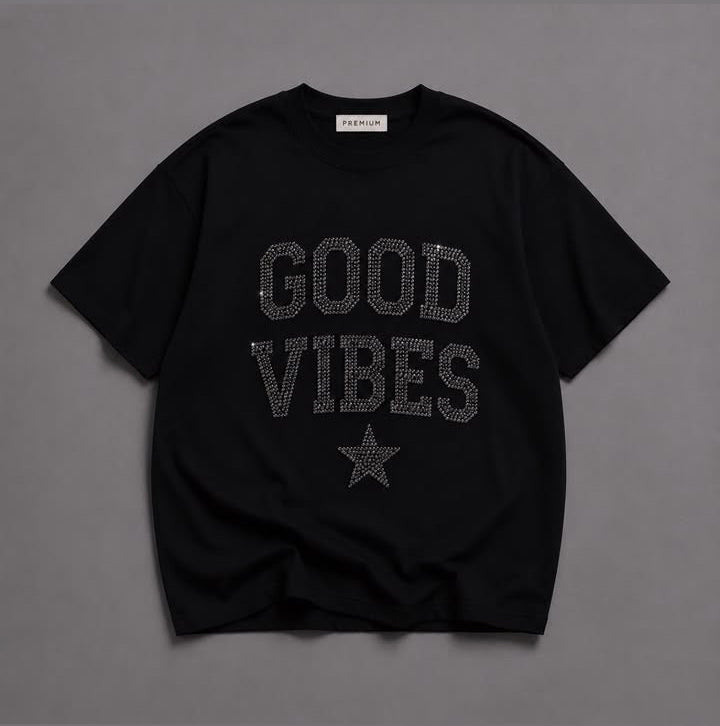 T-shirt good vibes estrasses