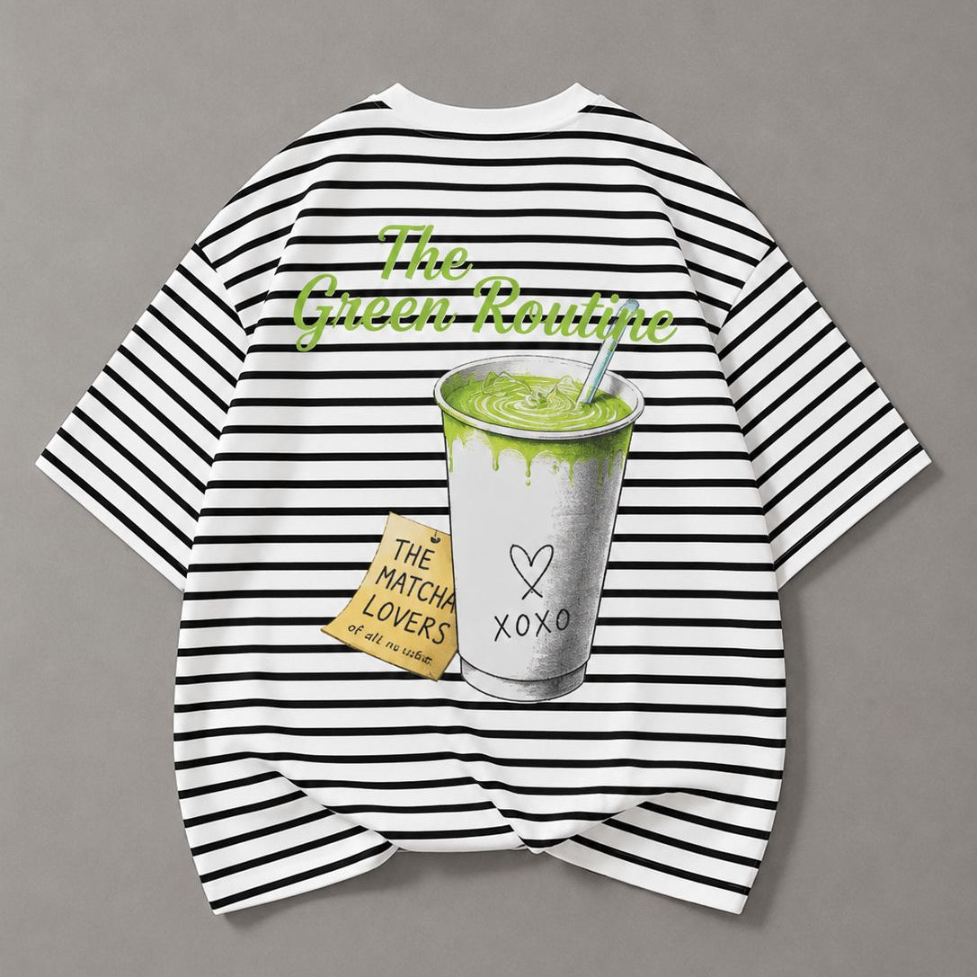 T-SHIRT GREEN ROUTINE RAYÉ