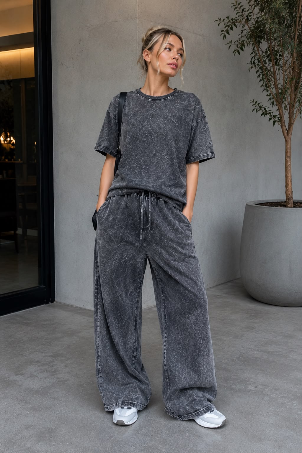 ENSEMBLE T-SHIRT PANTALOON ACID WASH