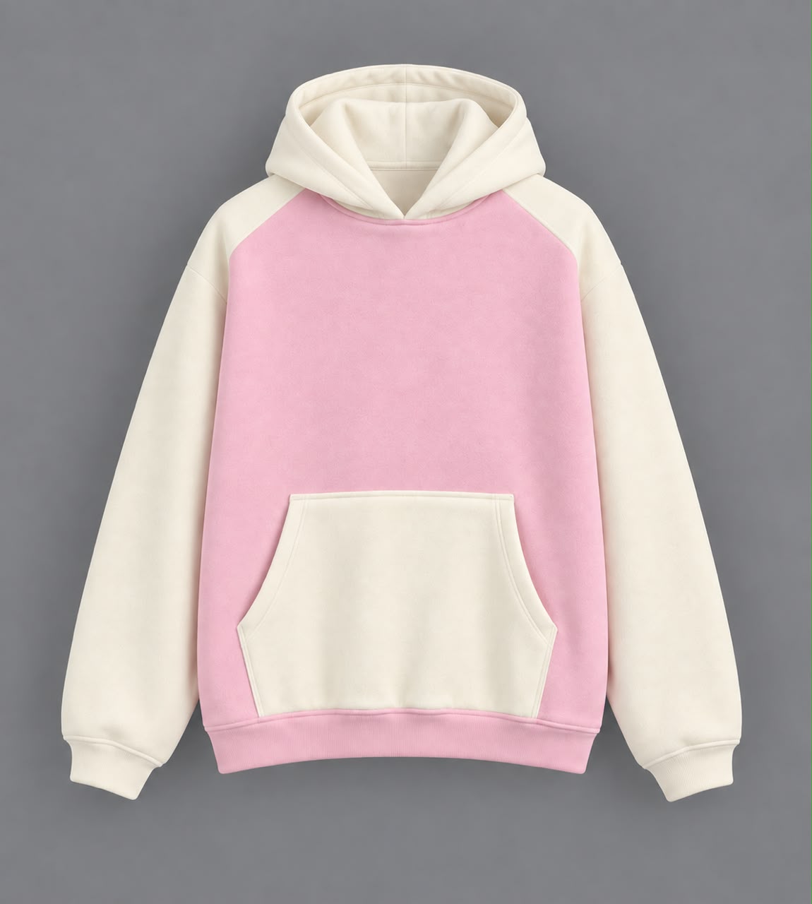 Hoodie rose en blanc cassé