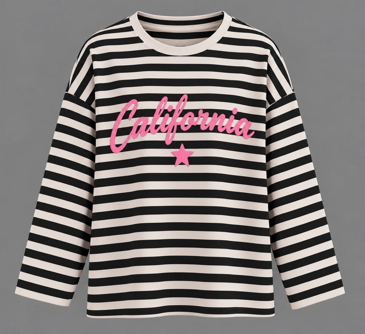 Pull manche longue rayé noir California