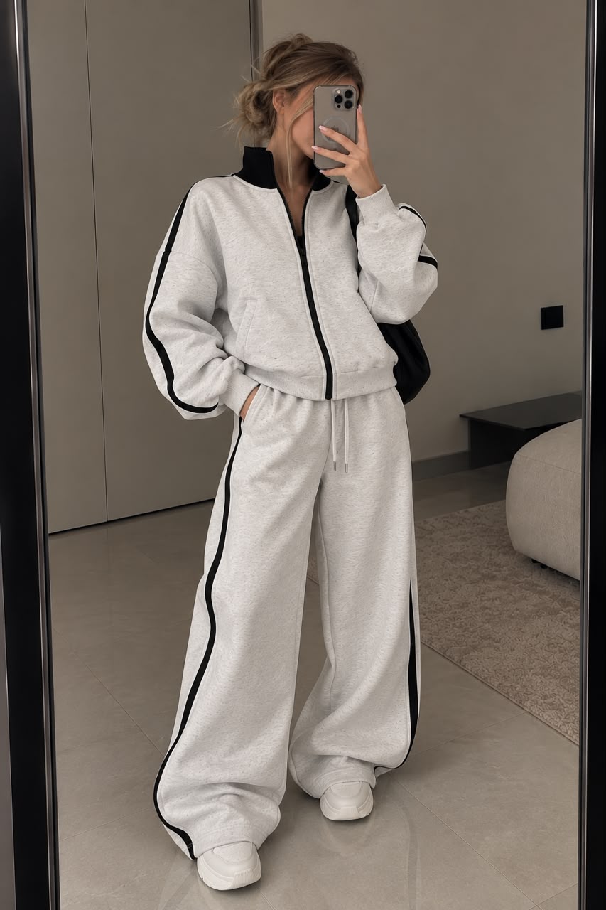Ensemble delina gris noir zip