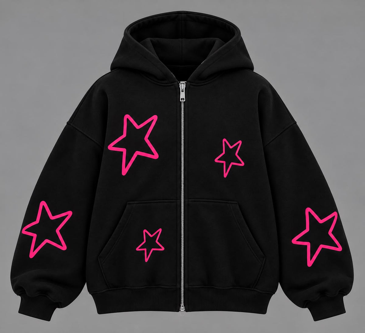 Hoodie Zipper pink stars